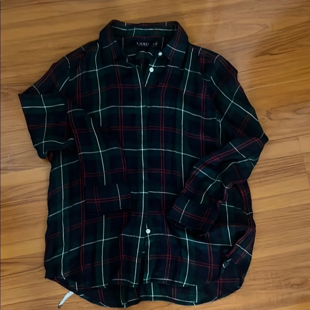 Ralph Lauren Dark Green and Red Plaid Shirt - Picture 3 of 7